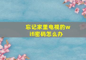 忘记家里电视的wifi密码怎么办