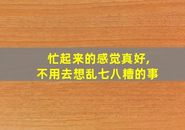 忙起来的感觉真好,不用去想乱七八糟的事