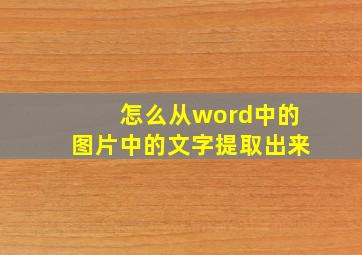 怎么从word中的图片中的文字提取出来