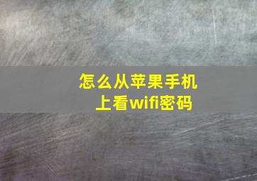 怎么从苹果手机上看wifi密码