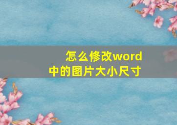 怎么修改word中的图片大小尺寸