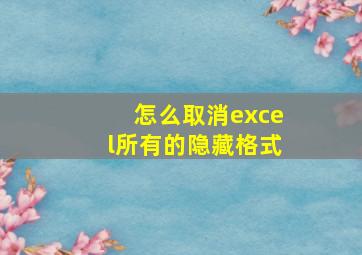 怎么取消excel所有的隐藏格式