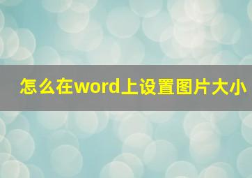 怎么在word上设置图片大小