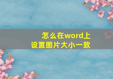 怎么在word上设置图片大小一致