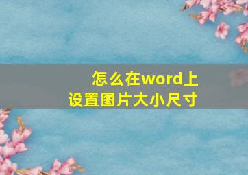 怎么在word上设置图片大小尺寸