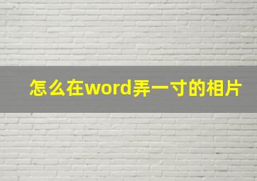 怎么在word弄一寸的相片