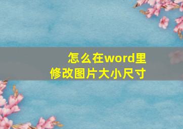 怎么在word里修改图片大小尺寸