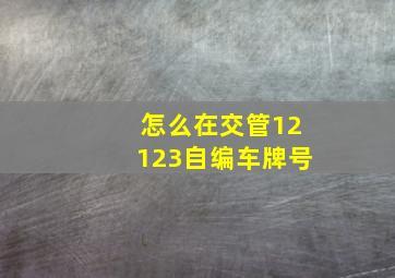 怎么在交管12123自编车牌号