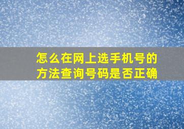 怎么在网上选手机号的方法查询号码是否正确