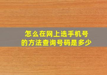 怎么在网上选手机号的方法查询号码是多少