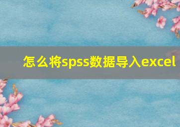 怎么将spss数据导入excel