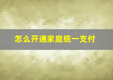 怎么开通家庭统一支付