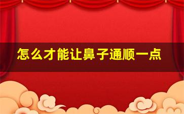 怎么才能让鼻子通顺一点