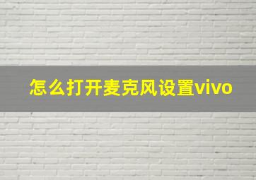 怎么打开麦克风设置vivo