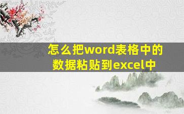 怎么把word表格中的数据粘贴到excel中