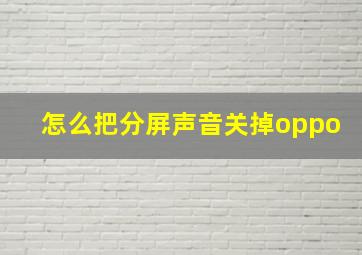 怎么把分屏声音关掉oppo