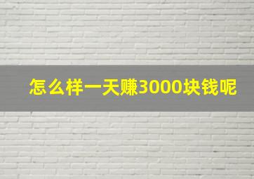 怎么样一天赚3000块钱呢