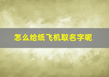 怎么给纸飞机取名字呢