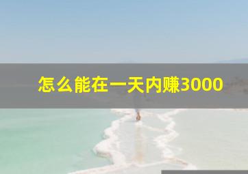 怎么能在一天内赚3000