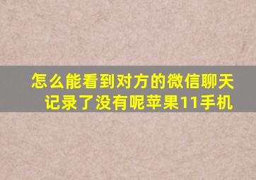 怎么能看到对方的微信聊天记录了没有呢苹果11手机