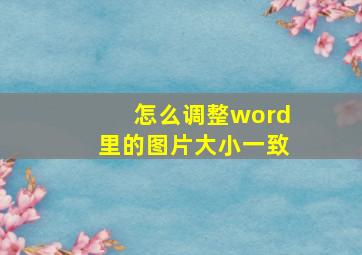 怎么调整word里的图片大小一致