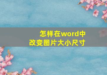 怎样在word中改变图片大小尺寸