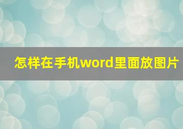 怎样在手机word里面放图片