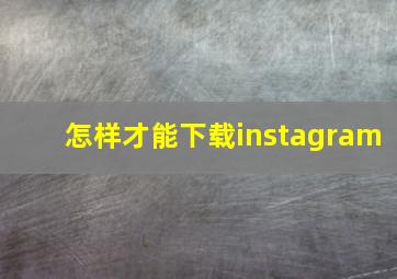 怎样才能下载instagram