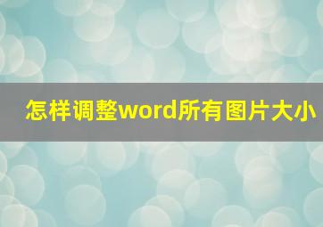 怎样调整word所有图片大小