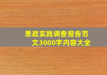 思政实践调查报告范文3000字内容大全