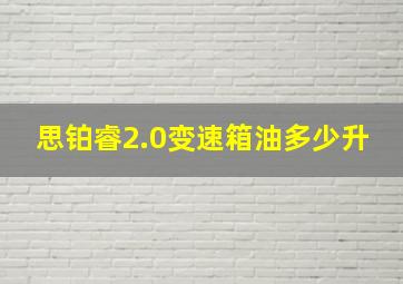 思铂睿2.0变速箱油多少升