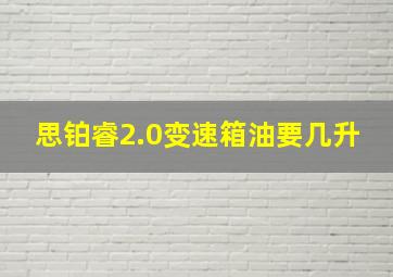 思铂睿2.0变速箱油要几升