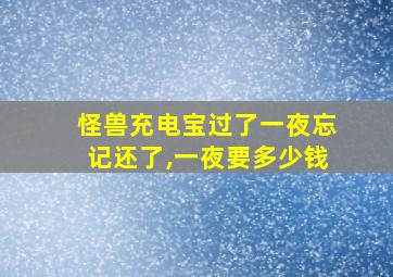 怪兽充电宝过了一夜忘记还了,一夜要多少钱