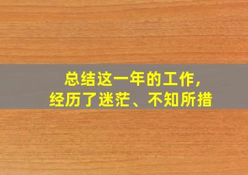 总结这一年的工作,经历了迷茫、不知所措