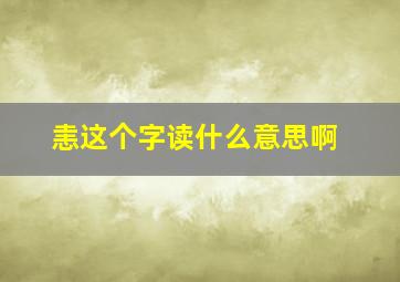 恚这个字读什么意思啊