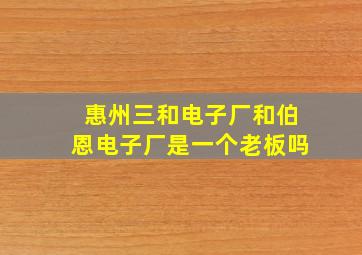 惠州三和电子厂和伯恩电子厂是一个老板吗