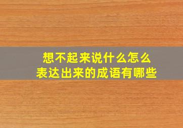 想不起来说什么怎么表达出来的成语有哪些