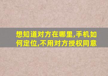 想知道对方在哪里,手机如何定位,不用对方授权同意