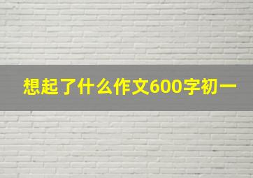 想起了什么作文600字初一