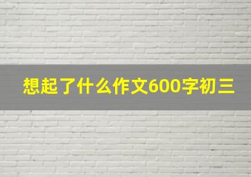 想起了什么作文600字初三