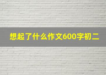 想起了什么作文600字初二