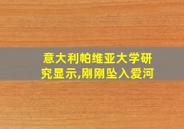 意大利帕维亚大学研究显示,刚刚坠入爱河