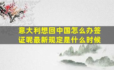 意大利想回中国怎么办签证呢最新规定是什么时候