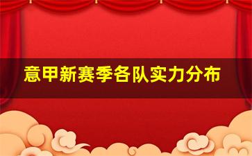 意甲新赛季各队实力分布