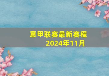 意甲联赛最新赛程2024年11月