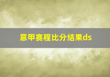 意甲赛程比分结果ds