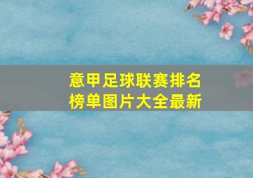 意甲足球联赛排名榜单图片大全最新