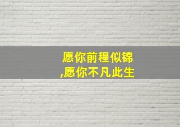 愿你前程似锦,愿你不凡此生