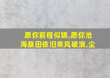 愿你前程似锦,愿你沧海桑田依旧乘风破浪,尘