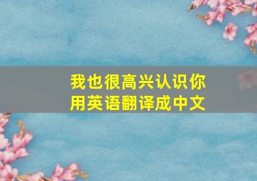 我也很高兴认识你用英语翻译成中文